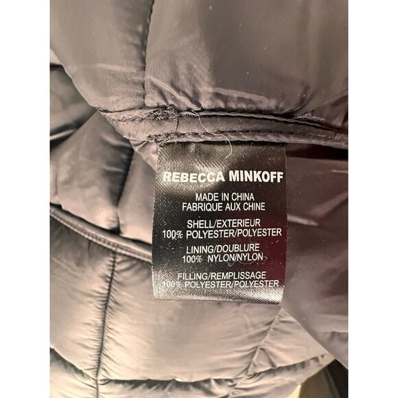 NWT Rebecca Minkoff Womens Quilted Puffer Jacket Size M‎ Collarless Black Preppy - Picture 14 of 14